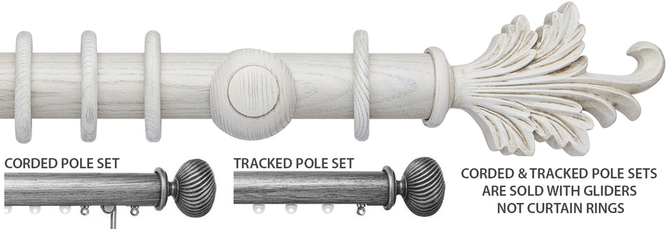 Ashbridge 45mm Corded/Tracked Pole, Parchment White, Tatton