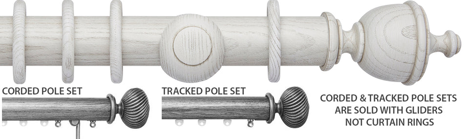 Ashbridge 45mm Corded/Tracked Pole, Parchment White, Chatsworth
