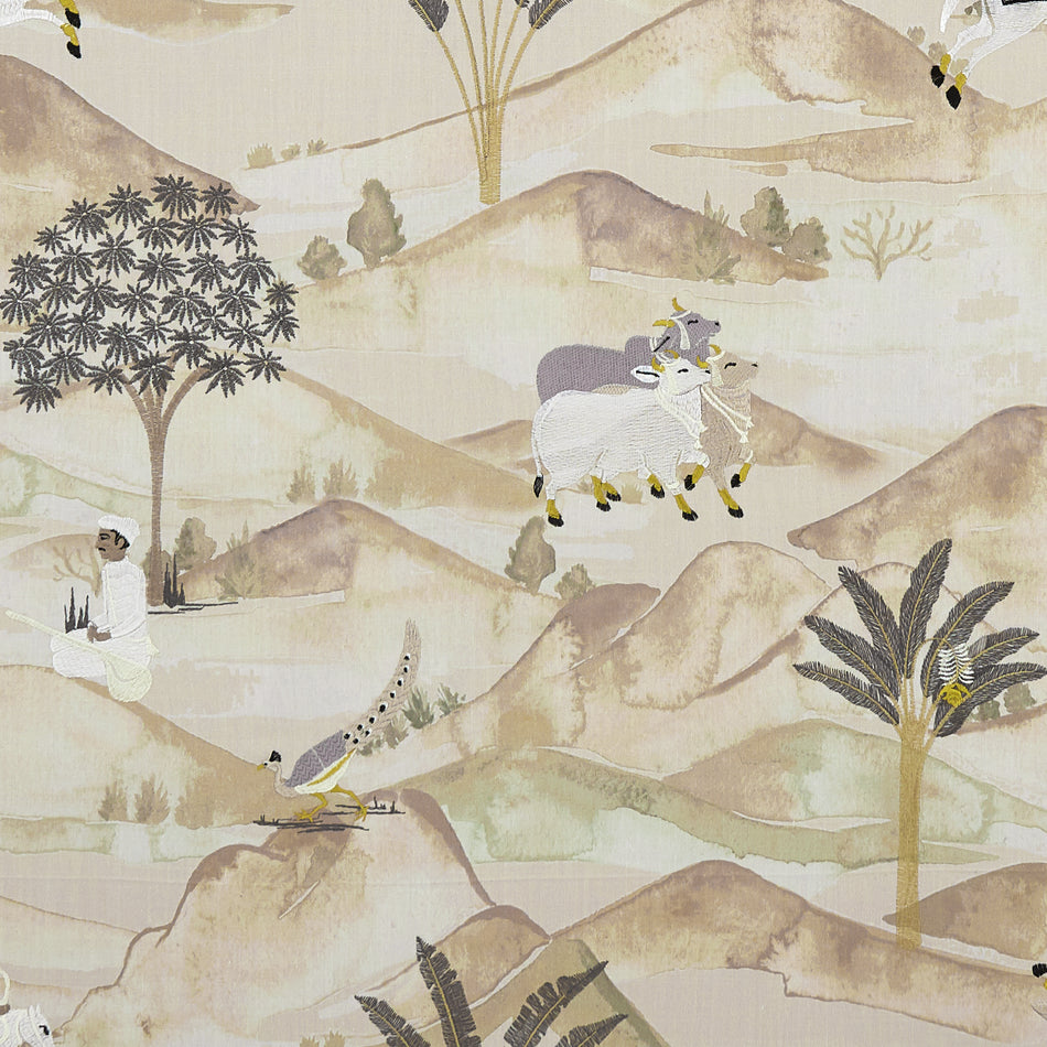 Clarke & Clarke Prince of Persia Sahara Charcoal_Ochre Fabric