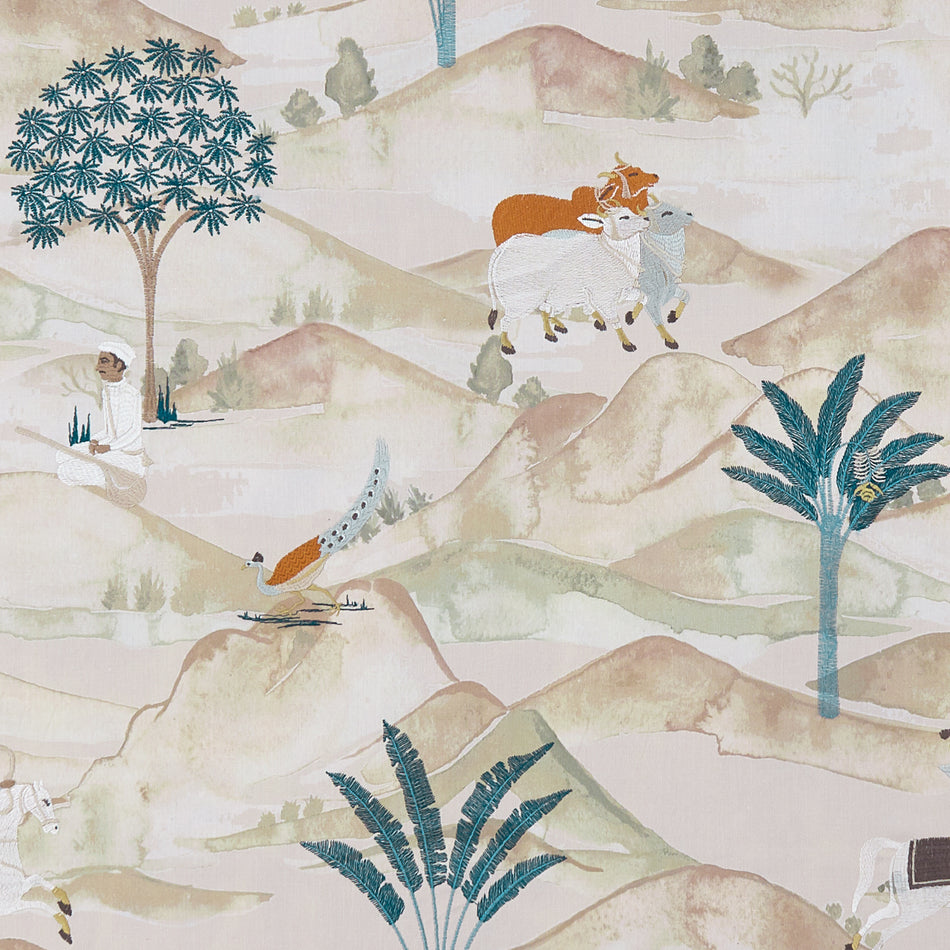 Clarke & Clarke Prince of Persia Sahara Teal_Spice Fabric