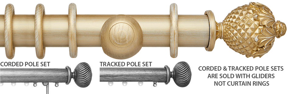 Ashbridge 45mm Corded/Tracked Pole, Gold over White, Botanical