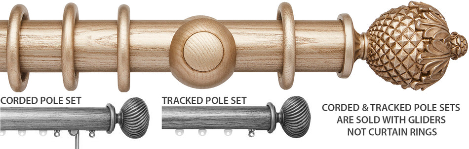 Ashbridge 45mm Corded/Tracked Pole, Champagne Gold, Botanical