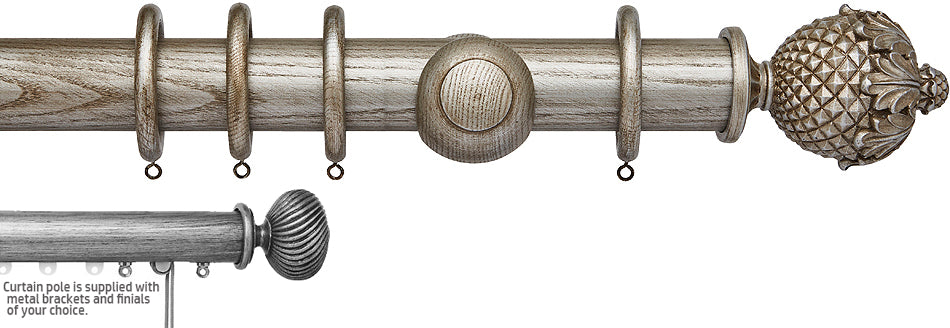 Ashbridge 45mm Corded/Tracked Pole, Baroque Silver, Botanical