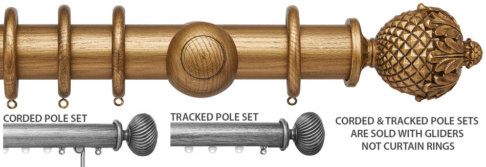 Ashbridge 45mm Corded/Tracked Pole, Baroque Gold, Botanical