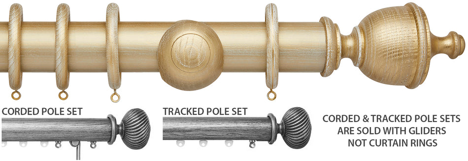 Ashbridge 45mm Corded/Tracked Pole, Gold over White, Chatsworth