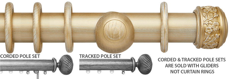 Ashbridge 45mm Corded/Tracked Pole, Gold over White, Claremont