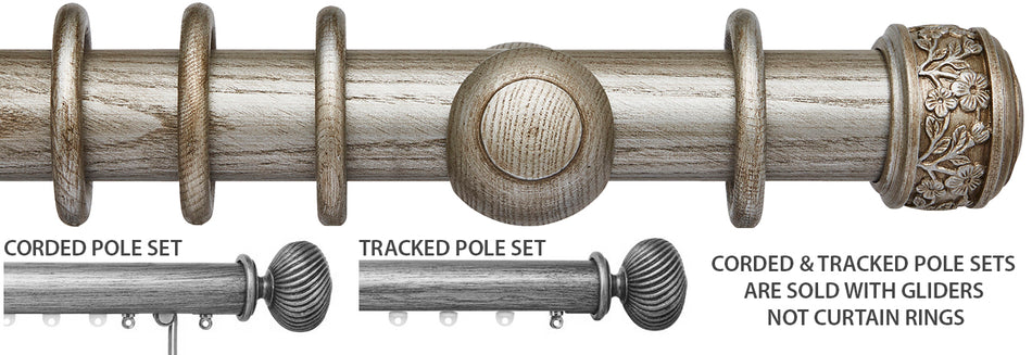 Ashbridge 45mm Corded/Tracked Pole, Baroque Silver, Claremont