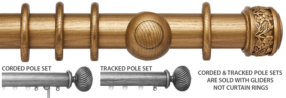 Ashbridge 45mm Corded/Tracked Pole, Baroque Gold, Claremont