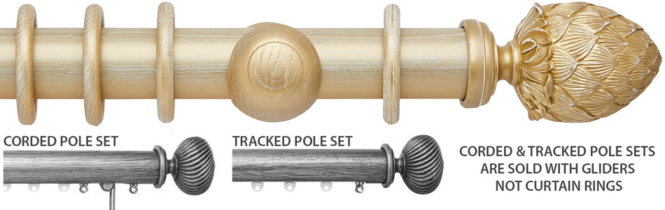 Ashbridge 45mm Corded/Tracked Pole, Gold Over White, Kew