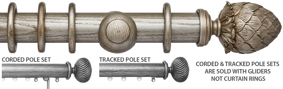 Ashbridge 45mm Corded/Tracked Pole, Baroque Silver, Kew