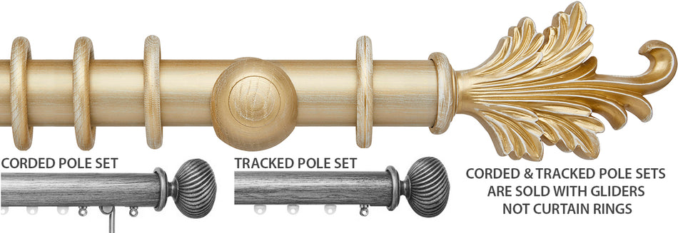 Ashbridge 45mm Corded/Tracked Pole, Gold Over White, Tatton