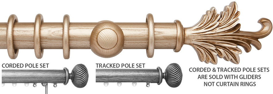 Ashbridge 45mm Corded/Tracked Pole, Champagne Gold, Tatton