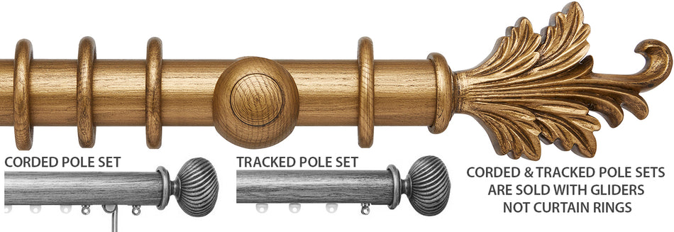 Ashbridge 45mm Corded/Tracked Pole, Baroque Gold, Tatton