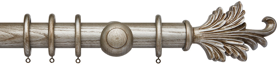 Ashbridge 45mm Wood Pole, Baroque Silver, Tatton