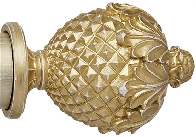 Ashbridge 45mm Pole Botanical Finial, Gold over White