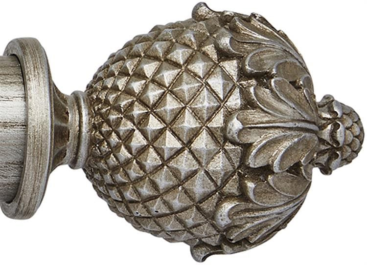 Ashbridge 45mm Pole Botanical Finial, Baroque Silver