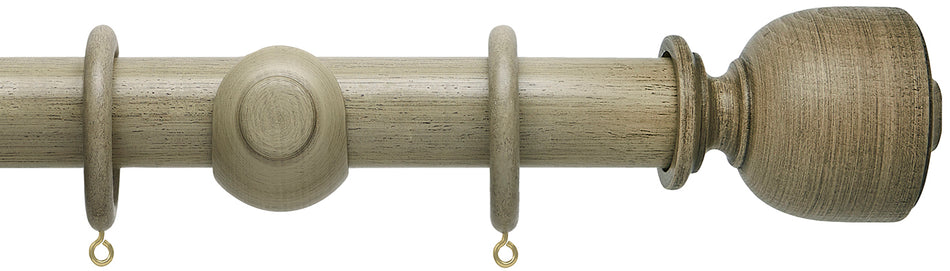 Hallis Origins 45mm Wood Pole, Millstone Grey, Tulip Urn Finial
