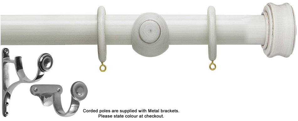 Hallis Origins 45mm Corded/Tracked Wood Pole, Chalkstone, Disc Finial
