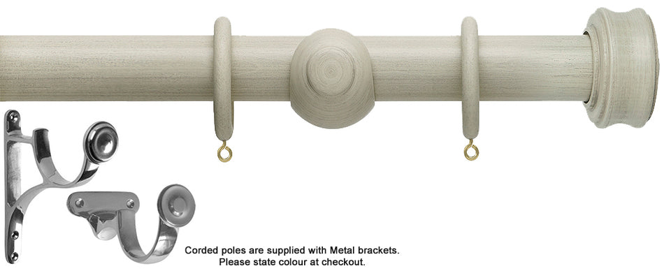 Hallis Origins 45mm Corded/Tracked Wood Pole, Limestone, Disc Finial