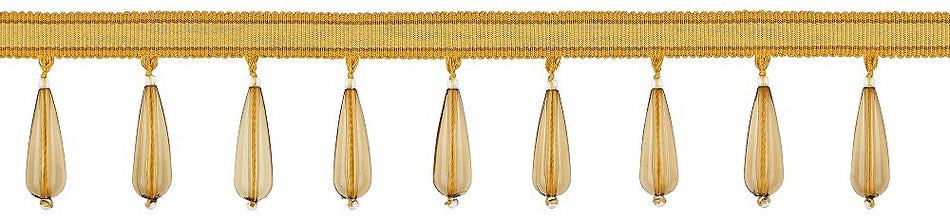 Hallis Opulent Trim Teardrop Bead Fringe Gold