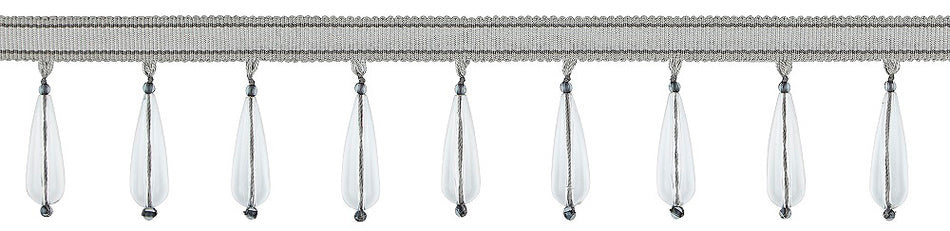 Hallis Opulent Trim Teardrop Bead Fringe Silver