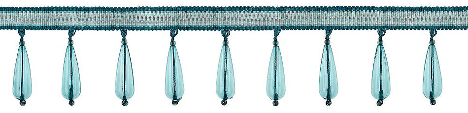 Hallis Opulent Trim Teardrop Bead Fringe Teal