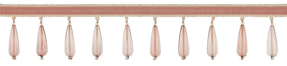 Hallis Opulent Trim Teardrop Bead Fringe Blush