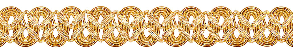 Hallis Opulent Trim Scroll Braid 30mm Gold