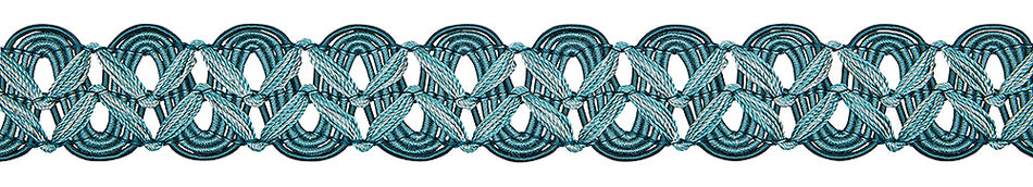 Hallis Opulent Trim Scroll Braid 30mm Teal
