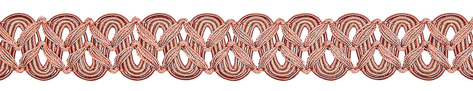 Hallis Opulent Trim Scroll Braid 30mm Blush