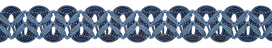 Hallis Opulent Trim Scroll Braid 30mm Indigo