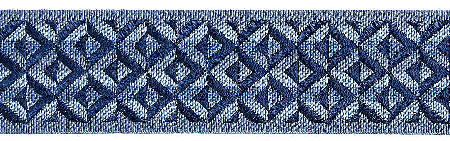 Hallis Opulent Trim Wide Embroidered Braid 60mm Indigo