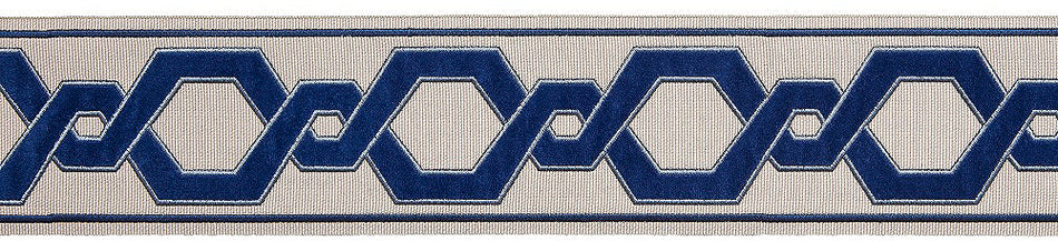 Hallis Opulent Trim Wide Applique Velvet Braid 90mm Indigo