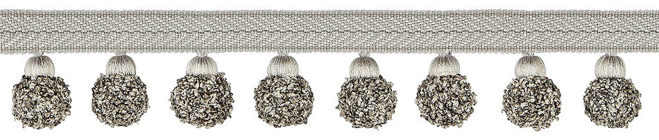 Hallis Opulent Trim Pom Pom 50mm Silver