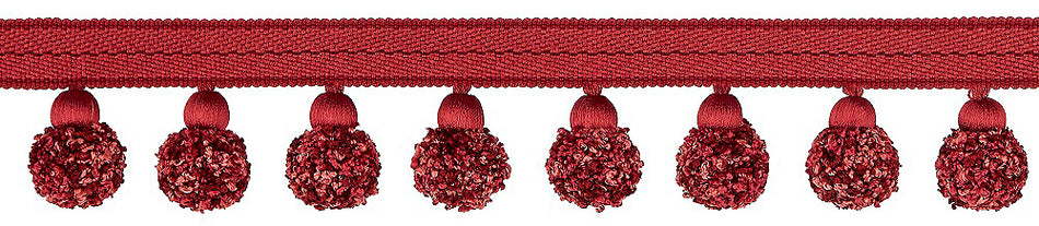 Hallis Opulent Trim Pom Pom 50mm Rouge