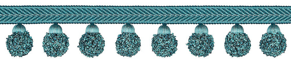 Hallis Opulent Trim Pom Pom 50mm Teal