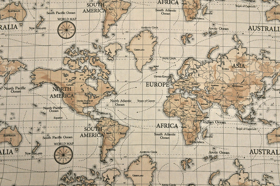 Fryetts Happy Days Maps Multi Fabric