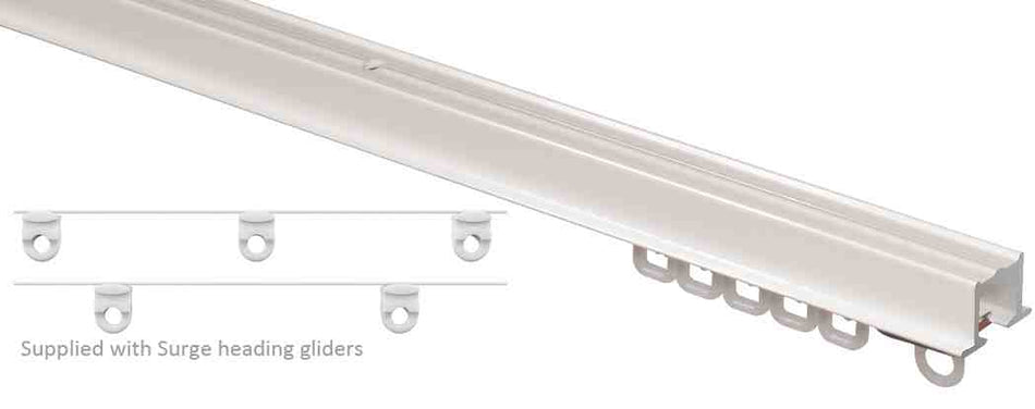 Renaissance Recess M-Section Uncorded Metal Curtain Track, Surge, White
