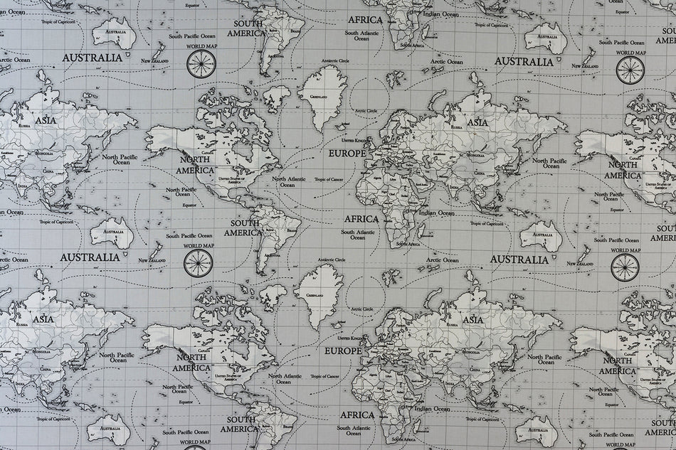 Fryetts Happy Days Maps Grey Fabric