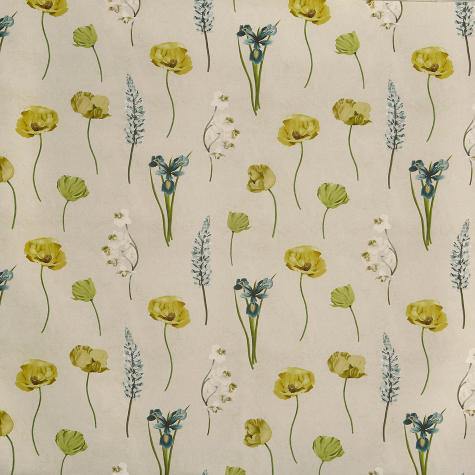 Prestigious Grand Botanical Flower Press Lemon Grass Fabric