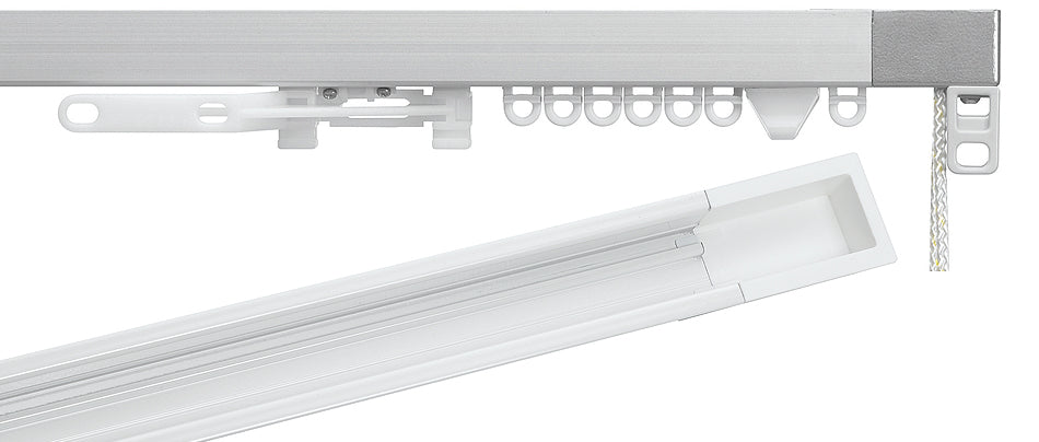 Silent Gliss 3870 Corded Curtain Track with Recess Silver
