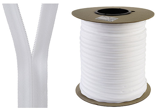 YKK No.3 Continuous Concealed Zipping,White