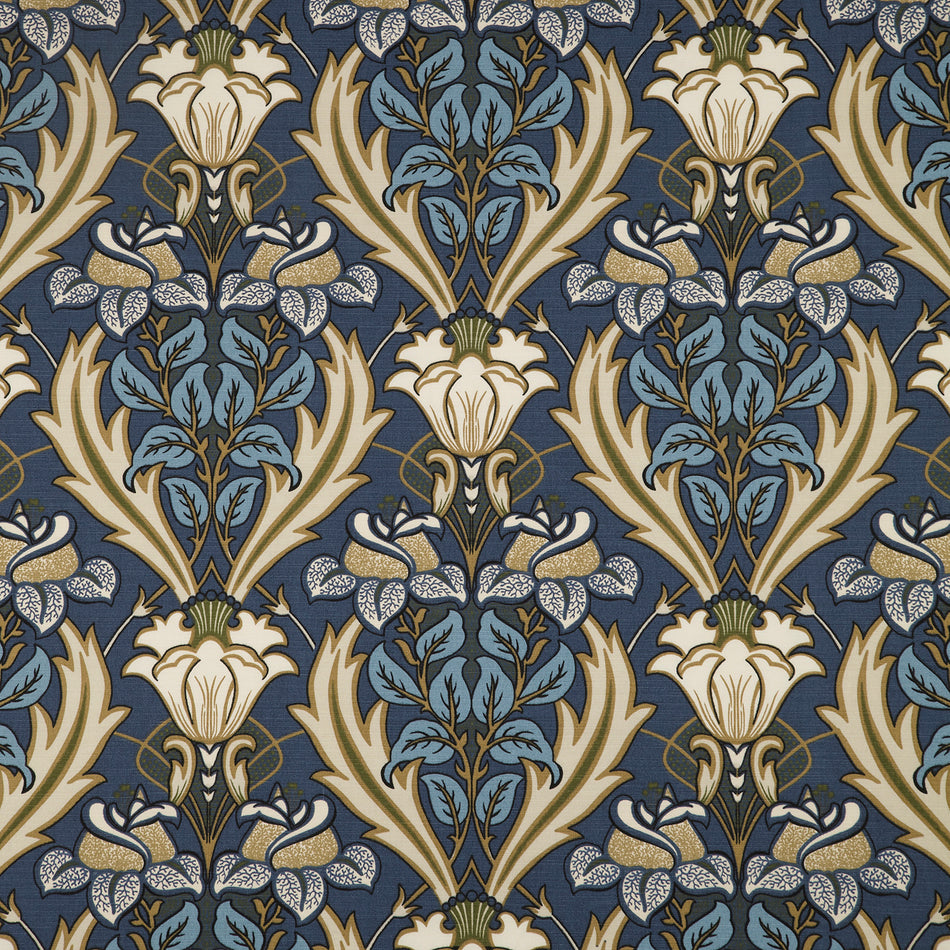 Iliv Art Deco Acanthus Navy Fabric