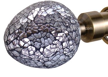 Speedy Poles Apart 28mm Alexia Silver Mirror Finials, Antique Brass
