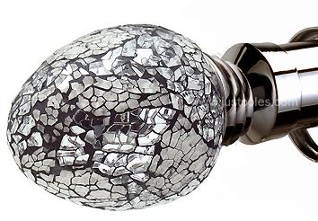 Speedy Poles Apart 35mm Alexia Silver Mirror Finials, Polished Graphite