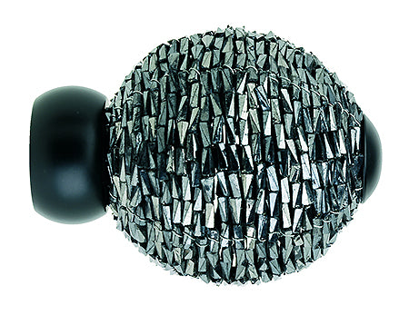 Swish 28mm Black Beaded Ball Finial, Black