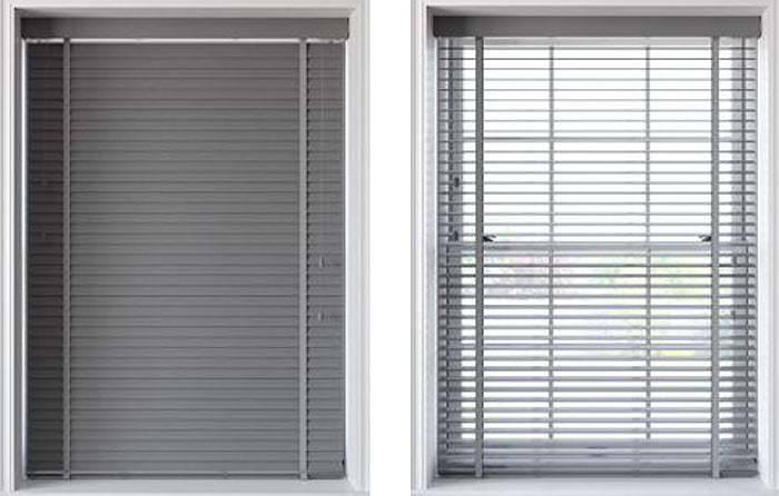 Speedy 50mm Slat Faux Wood Venetian Blind, Light Grey