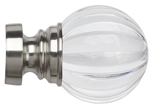Speedy Poles Apart 35mm Pole Finials Satin Silver, Segmented Ball