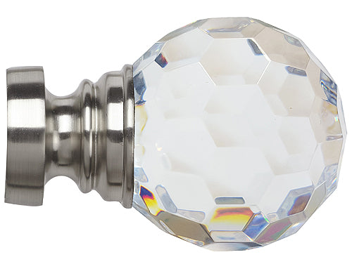 Speedy Poles Apart 35mm Pole Finials Satin Silver, Acrylic Ball