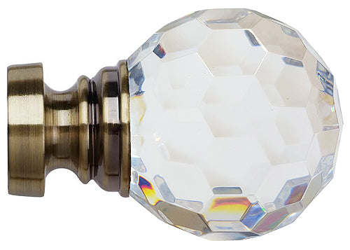 Speedy Poles Apart 35mm Pole Finials Antique Brass, Acrylic Ball